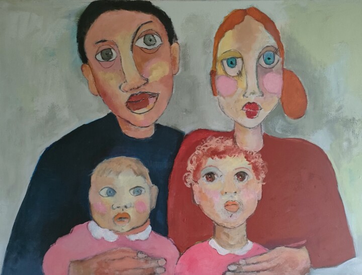 Peinture intitulée "La famille de Pénél…" par Martine Flory, Œuvre d'art originale, Acrylique