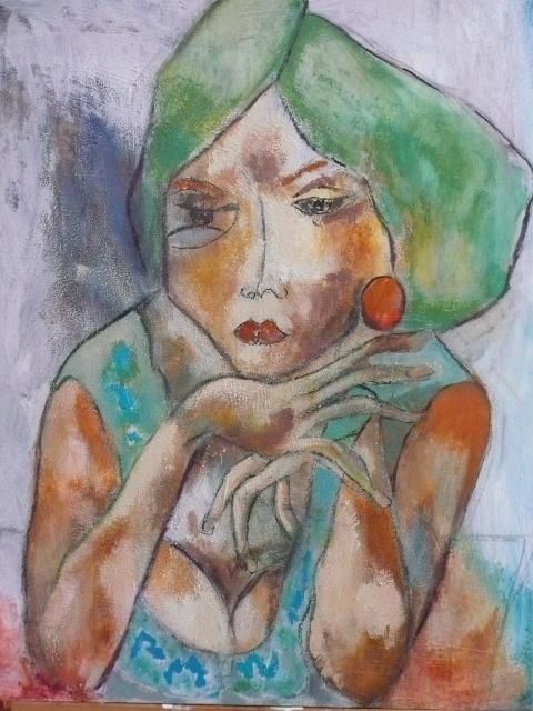 Painting titled "la pose" by Martine Flory, Original Artwork, Acrylic
