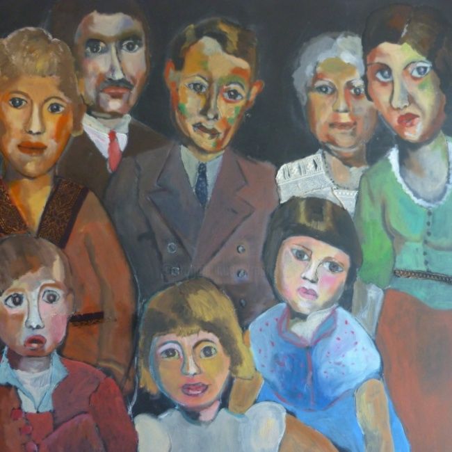 Painting titled "la famille ruy" by Martine Flory, Original Artwork, Oil
