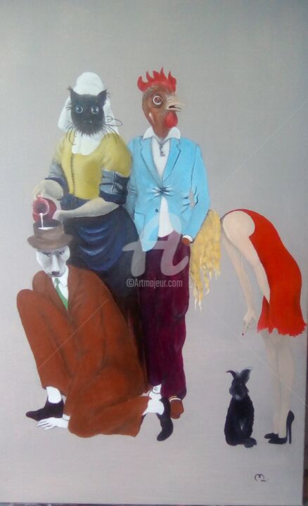 Peinture intitulée "La Laitière et ses…" par Martine Lagrave, Œuvre d'art originale, Acrylique Monté sur Châssis en bois