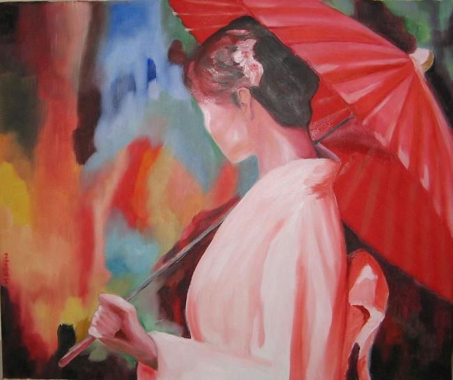 Pittura intitolato "La japonaise" da Martine Pellerano, Opera d'arte originale