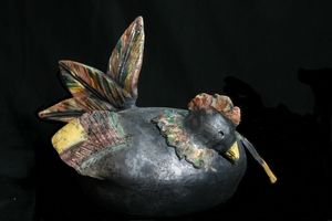 Scultura intitolato "poule" da Martine Philis, Opera d'arte originale, Ceramica