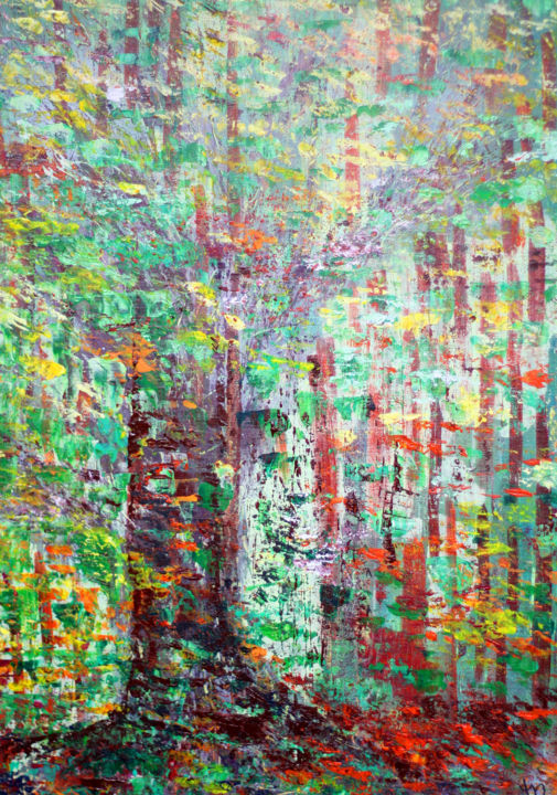 Malerei mit dem Titel "Forêt" von Martine Rauzy, Original-Kunstwerk, Acryl