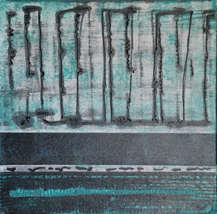 Malerei mit dem Titel "Trame bleue" von Martine Rauzy, Original-Kunstwerk, Acryl