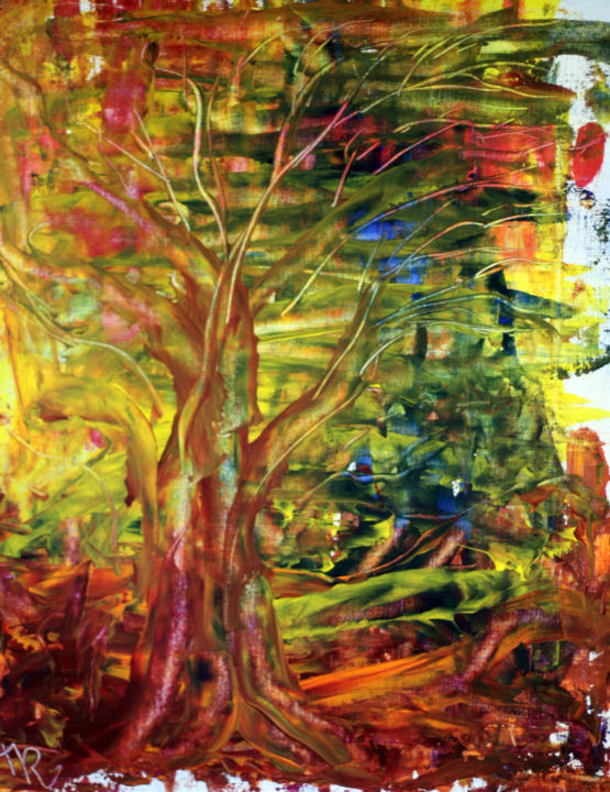 Malerei mit dem Titel "Sous Bois" von Martine Rauzy, Original-Kunstwerk, Acryl