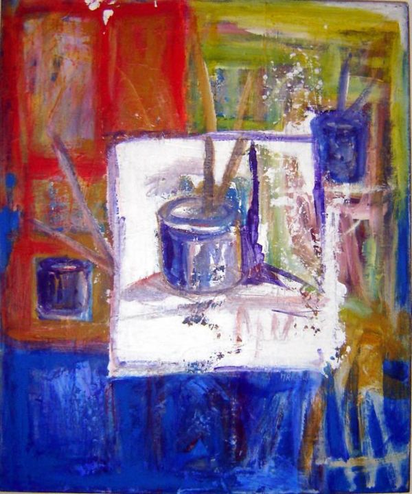 Painting titled "l'atelier" by Martine-Marie Rioual, Original Artwork