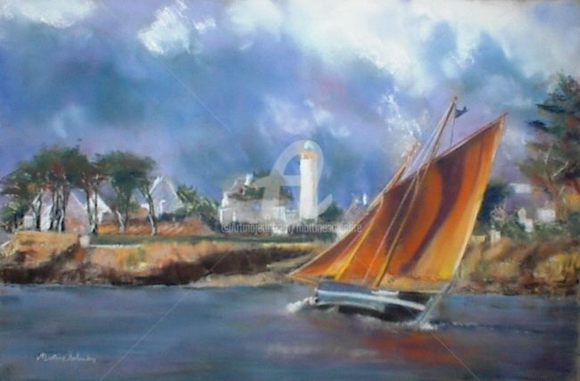 Peinture intitulée "Port  Navalo" par Martine Salendre, Œuvre d'art originale