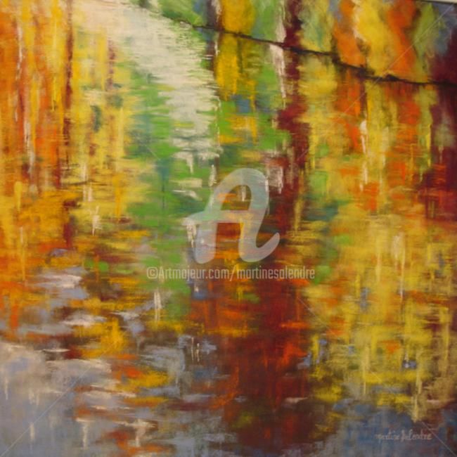 Painting titled "Reflets lumières" by Martine Salendre, Original Artwork, Pastel