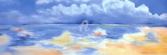 Painting titled "Entre ciel et mer" by Martine Salendre, Original Artwork