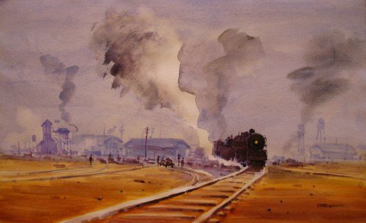 Pintura titulada "tren" por Martínez Salvador, Obra de arte original, Oleo