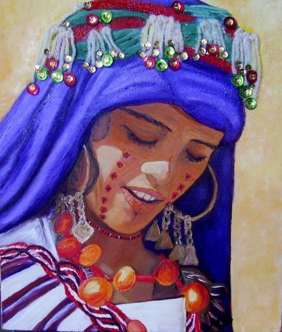 Painting titled "jeune fille marocai…" by Martine Zendali, Original Artwork