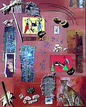 Pittura intitolato "afrique avec collag…" da Martine Zendali, Opera d'arte originale, Acrilico