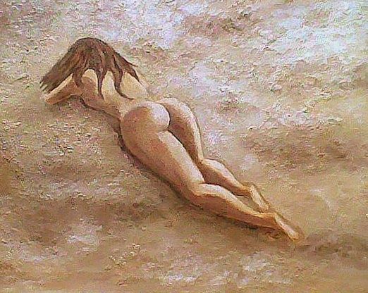 Painting titled "femme sable" by Martine Zendali, Original Artwork