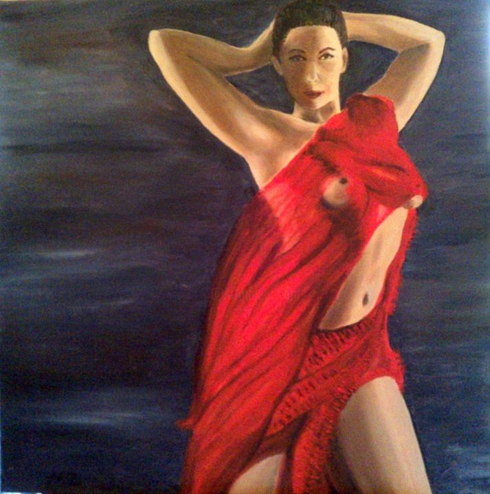 Painting titled "femme dans ses voil…" by Martine Zendali, Original Artwork
