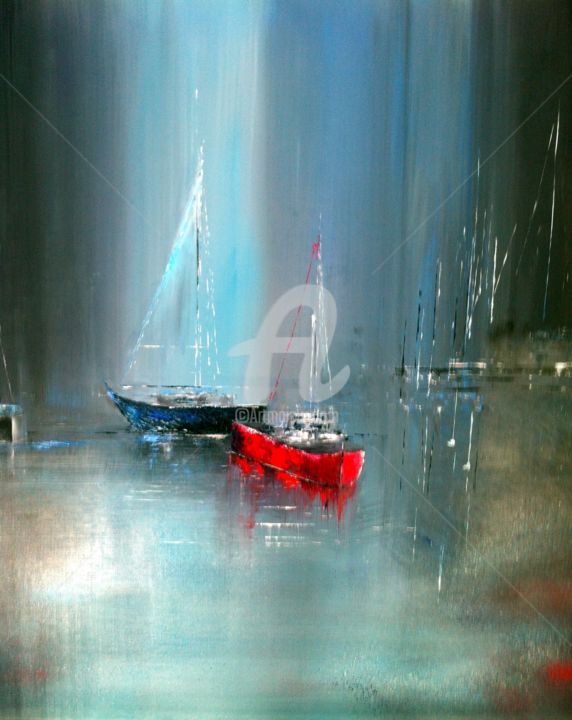 Painting titled "bateaux-fantomes.jpg" by René Martinez, Original Artwork, Oil