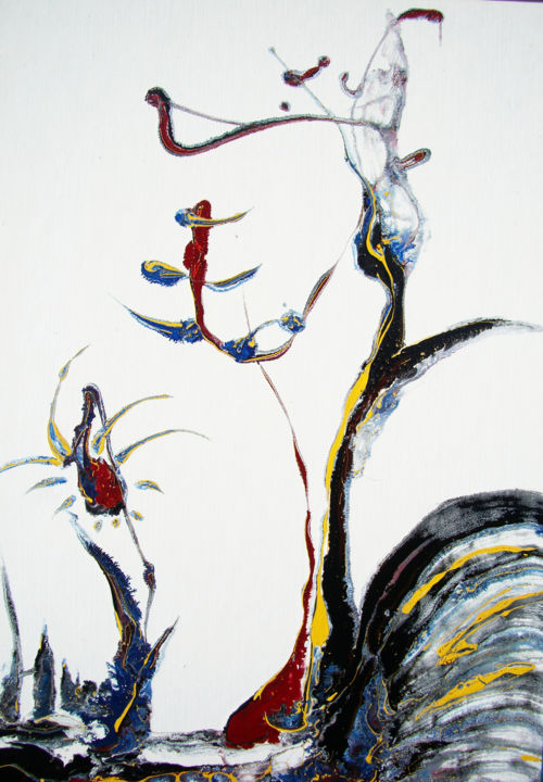 Pittura intitolato "Cerf-volant" da M Art'In, Opera d'arte originale