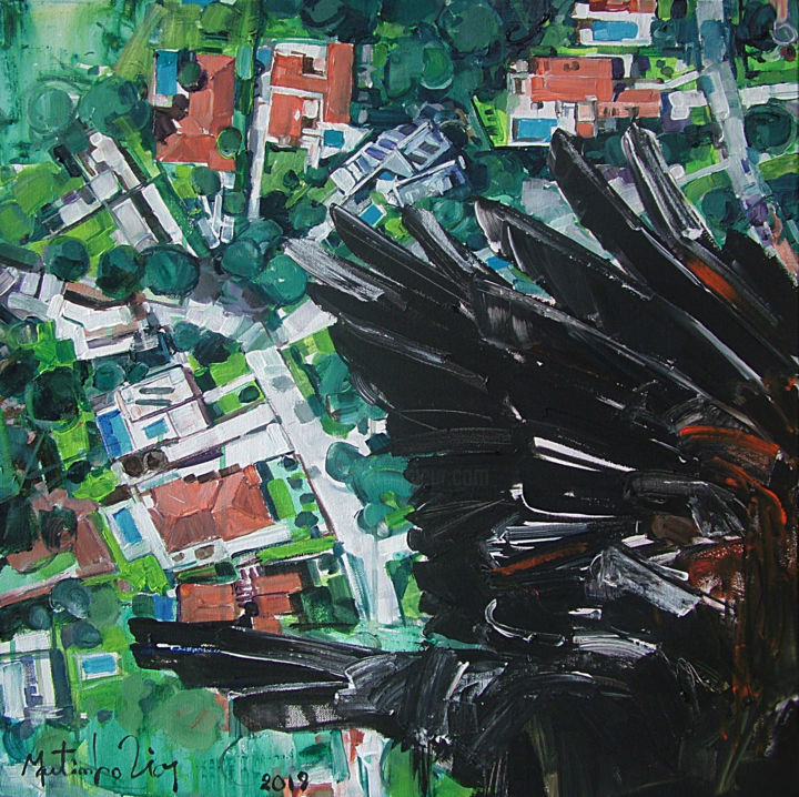 Malarstwo zatytułowany „Wings 6” autorstwa Martinho Dias, Oryginalna praca, Akryl Zamontowany na Drewniana rama noszy