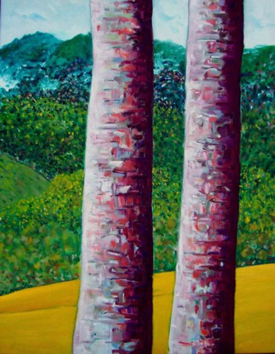 Peinture intitulée "Two Gum Trees" par Martin James, Œuvre d'art originale, Huile