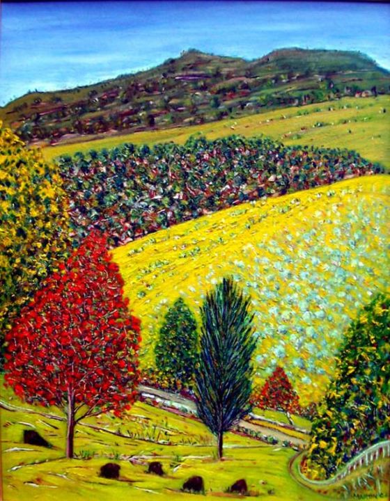 Painting titled "Bellingen Landscape" by Martin James, Original Artwork, Oil