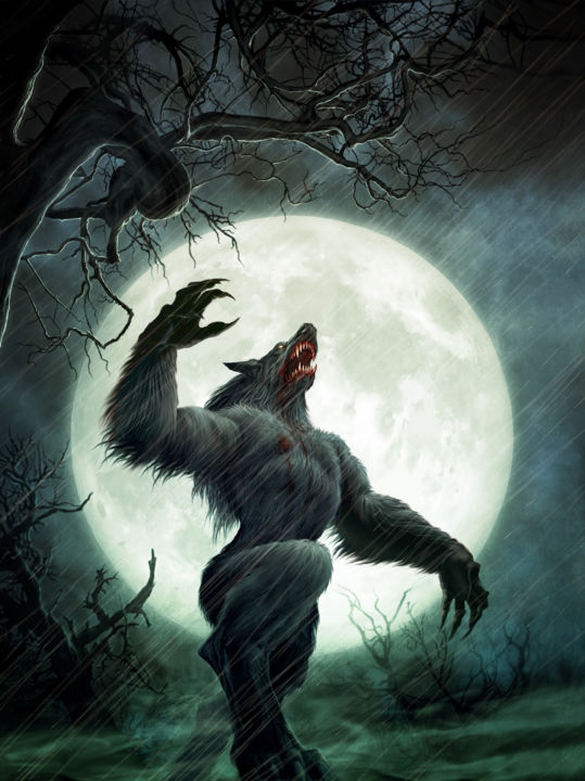 Digitale Kunst mit dem Titel "Howl of the Werewolf" von Martin Mckenna, Original-Kunstwerk, 2D digitale Arbeit