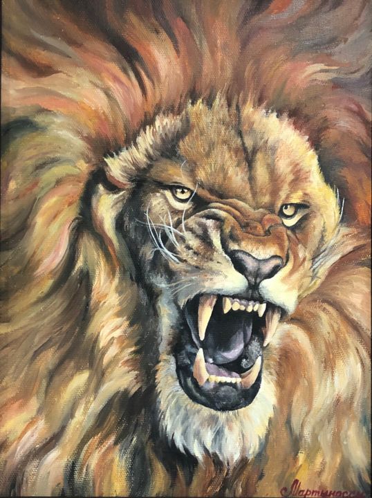 Pintura titulada "Lion" por Ilya Martynov, Obra de arte original, Oleo