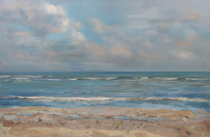 Painting titled "The Sea" by Martins Krumins, Original Art, Acrylic