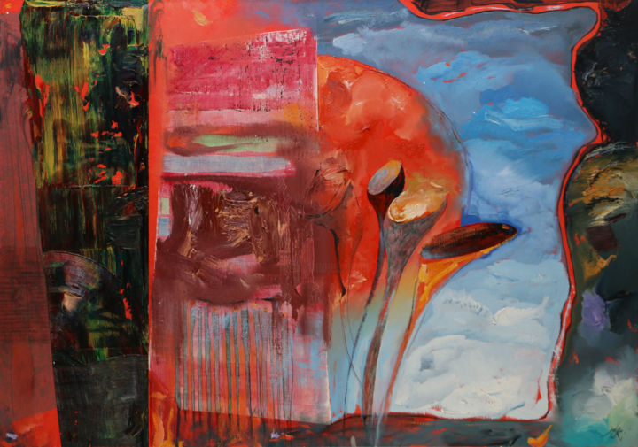 Schilderij getiteld "Sounds and Colors" door Martins Krumins, Origineel Kunstwerk, Olie