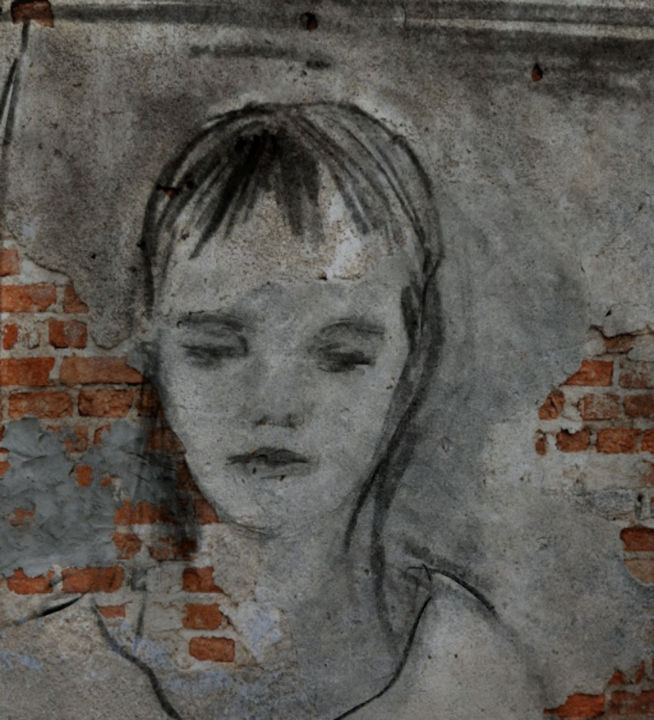 Arts numériques intitulée "L'enfant triste" par Martins Marie Pascale, Œuvre d'art originale, Peinture numérique