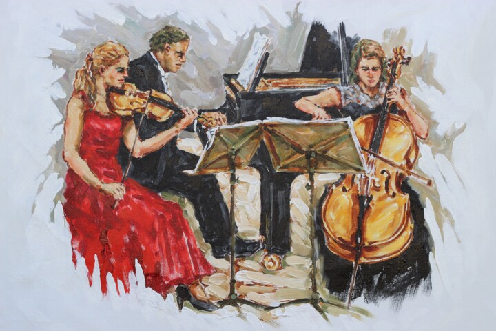 Pittura intitolato "VIOLONCELISTA – V01…" da Martorelli, Opera d'arte originale, Acrilico