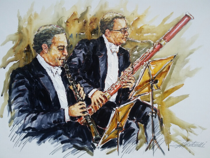 Peinture intitulée "fagote-e-clarinete.…" par Martorelli, Œuvre d'art originale, Acrylique