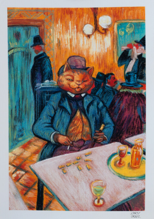 "L’autre Monsieur Bo…" başlıklı Tablo Marty Crouz tarafından, Orijinal sanat, Pastel