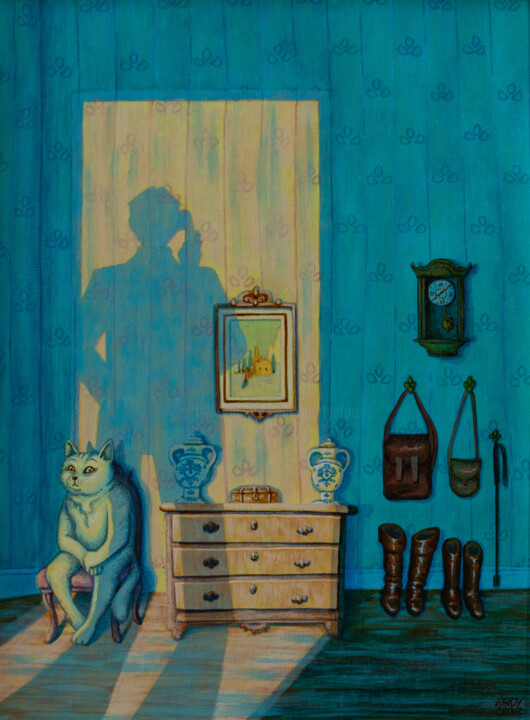 Peinture intitulée "L’entretien" par Marty Crouz, Œuvre d'art originale, Acrylique Monté sur Carton