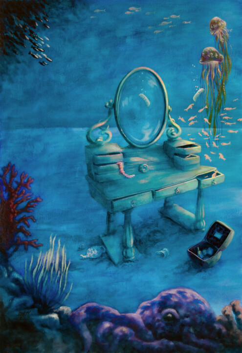 Peinture intitulée "Urbex immergé, la c…" par Marty Crouz, Œuvre d'art originale, Acrylique