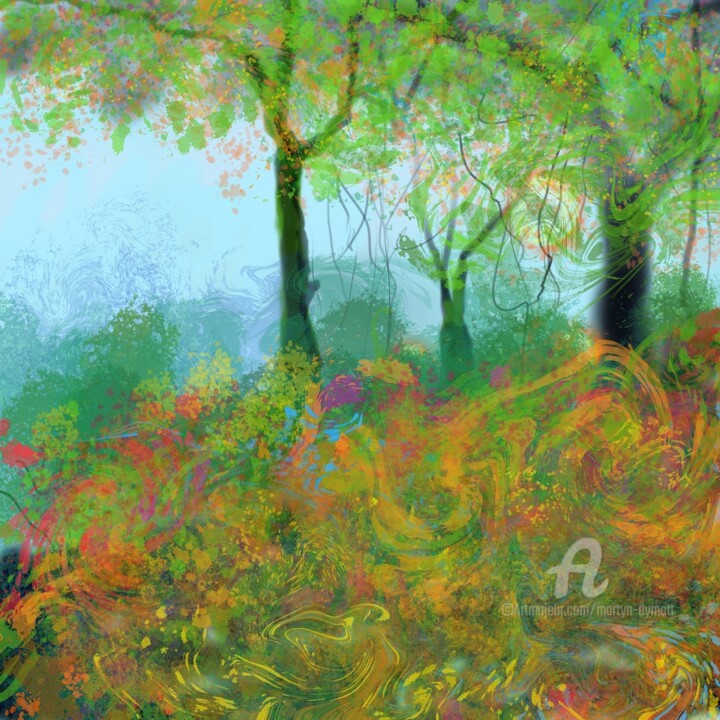 Malerei mit dem Titel "Wild Botanical - Ps…" von Martyn Dymott, Original-Kunstwerk, Digitale Malerei