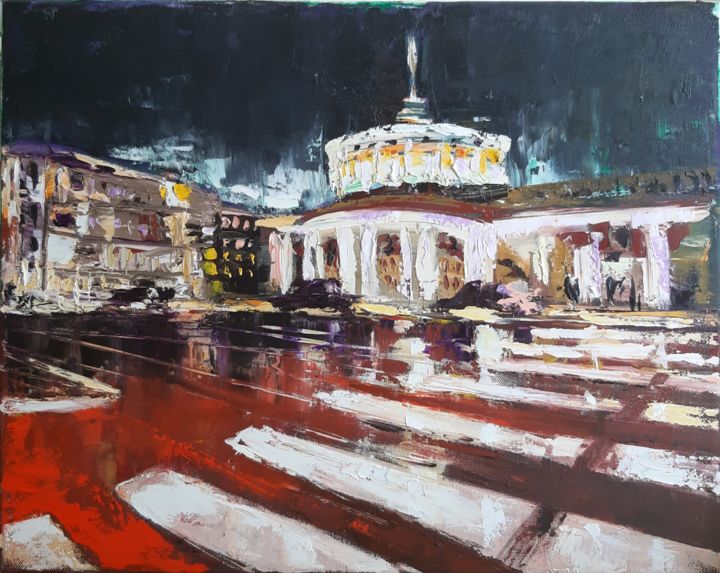 Painting titled "Nevskiy" by Marusha, Original Artwork, Oil Mounted on Wood Stretcher frame