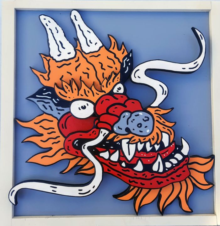 Sculpture titled "The Asian dragon" by Marina Boiko, Original Art, Wood