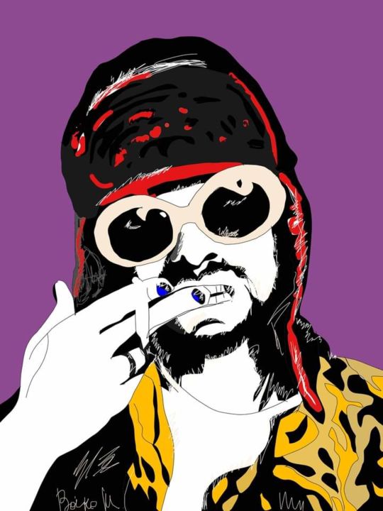 Digital Arts titled "Kurt Cobain. Popart" by Marina Boiko, Original Art, Digital Painting