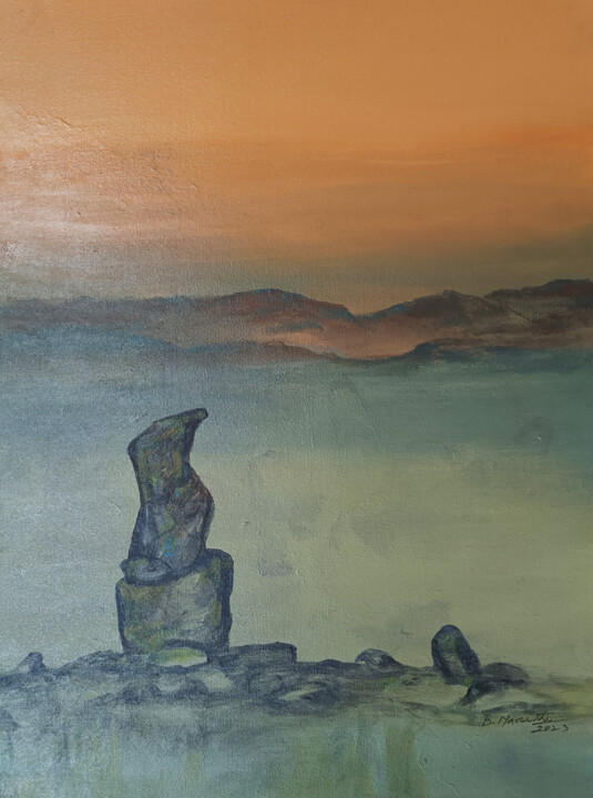 Painting titled "Singing Rocks 17" by B. Maruthi, Original Artwork, Acrylic