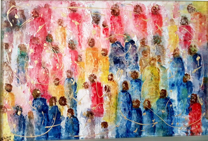 Peinture intitulée "All waiting" par Marwa Kabbani, Œuvre d'art originale