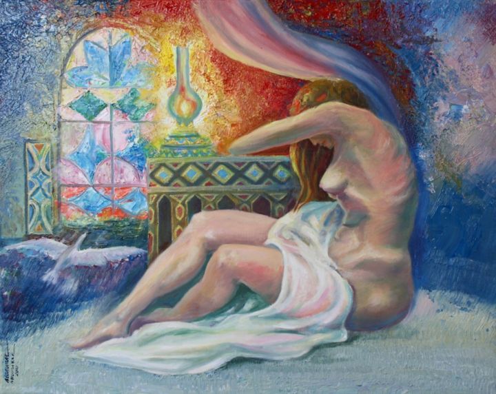 Painting titled "Méditation" by Marwanart, Original Artwork