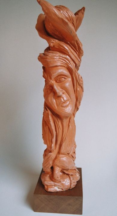 Sculpture intitulée "Melancolie" par Marwanart, Œuvre d'art originale, Terre cuite