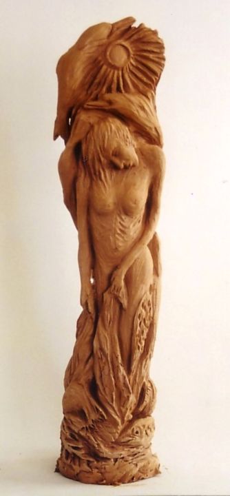 Sculpture titled "Souffrance" by Marwanart, Original Artwork, Terra cotta