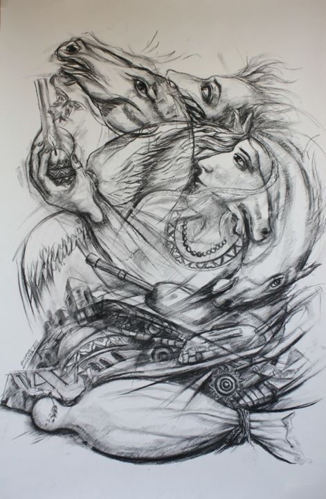 Desenho intitulada "La triomphe de lumi…" por Marwanart, Obras de arte originais, Lápis
