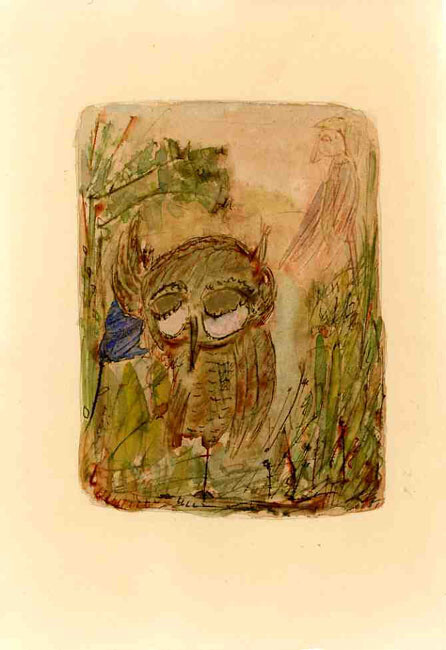 Pintura titulada "Little etruvian owl" por Marwin Lee Beck, Obra de arte original