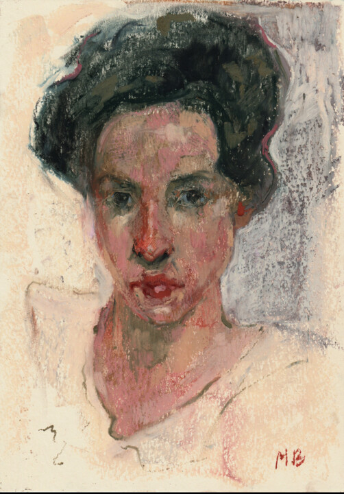 Zeichnungen mit dem Titel "Woman portrait" von Mary Black, Original-Kunstwerk, Pastell
