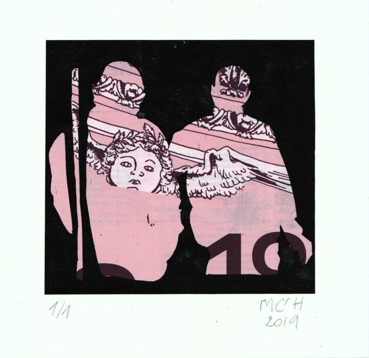 Gravures & estampes intitulée "deux-serie-2019-000…" par Mary Calloc'H, Œuvre d'art originale, Linogravures