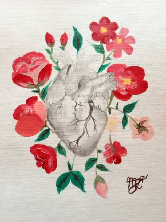 Painting titled "My Heart After you." by Marie Campbell, Original Artwork, Acrylic