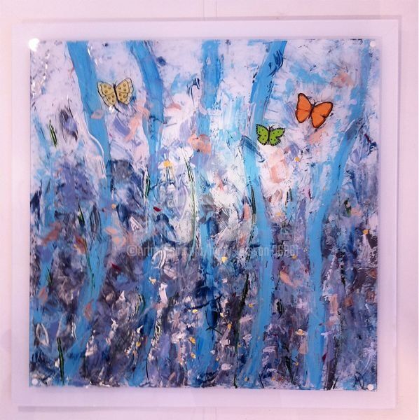 Painting titled "Butterflies" by Mary Larsson, Original Artwork, Oil