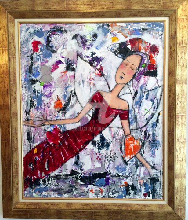 Painting titled "Ange gardien" by Mary Larsson, Original Artwork, Acrylic