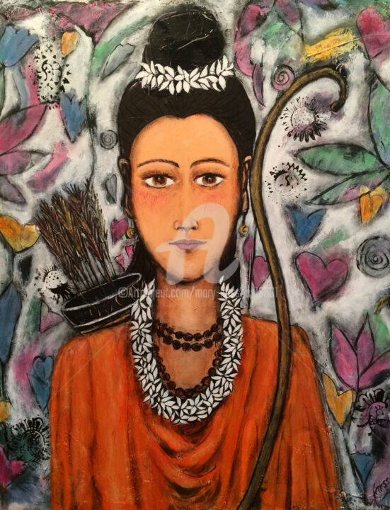 Painting titled "Rama" by Mary Larsson, Original Artwork, Acrylic